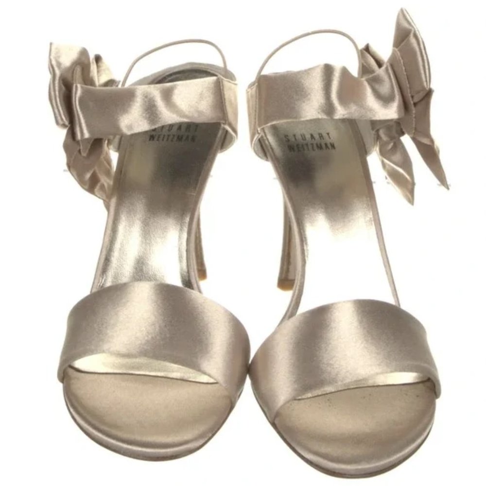 Stuart Weitzman Gold Bow Size 12 Sling back Sandal Heels